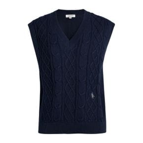 SRC CABLE KNIT VEST - NAVY VE521 케이블 니트 베스트