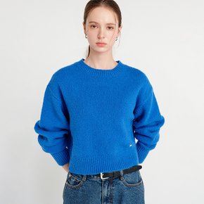 콜린 울 부클 크롭 니트_블루 / COLIN WOOL BOUCLE CROP KNIT_BLUE