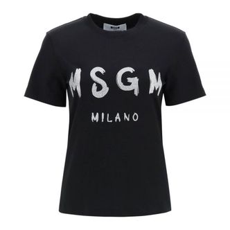 MSGM 엠에스지엠 글리터 브러쉬드 로고 반팔 티셔츠 (3441MDM510G 237002 99)