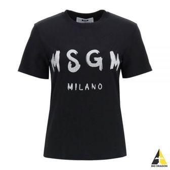 MSGM 엠에스지엠 글리터 브러쉬드 로고 반팔 티셔츠 (3441MDM510G 237002 99)