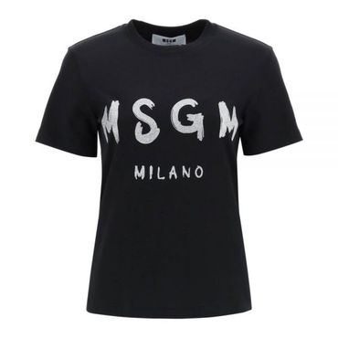 MSGM 엠에스지엠 글리터 브러쉬드 로고 반팔 티셔츠 (3441MDM510G 237002 99)