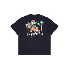 코리아 에디션 타이거 반팔 티셔츠 - NAVY Z262UST590