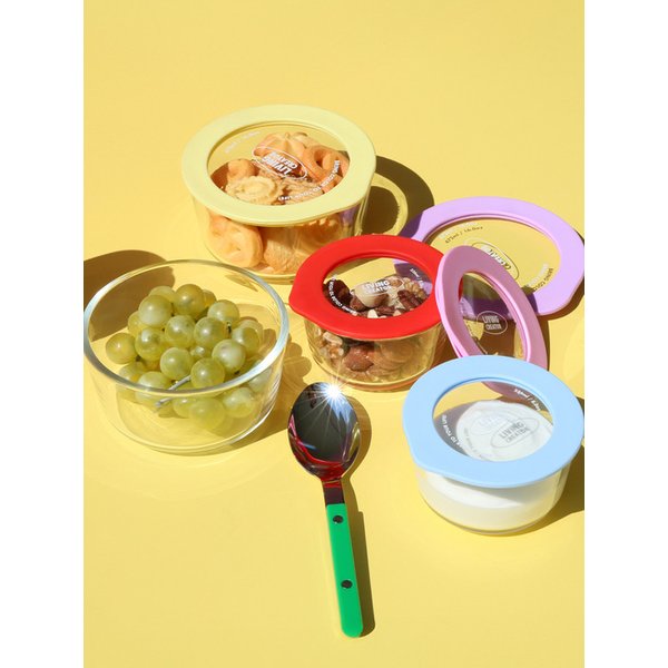 한눈에 보이는 유리용기 동그락 1세트 (3colors)