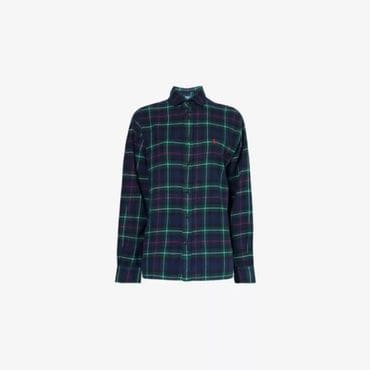 이스퀘어 5473966 Ralph Lauren Logo-embroidery plaid cotton-flannel shirt