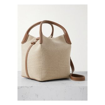 로로피아나 베일 스몰 가죽 트리밍 우븐 코튼 숄더 백 에크루 1647597349443828