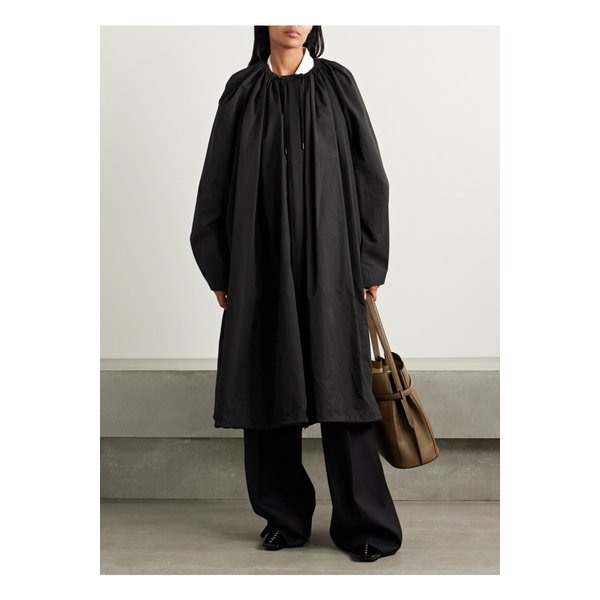오버사이즈 개더  코튼 혼방 코트 블랙 46376663162898902