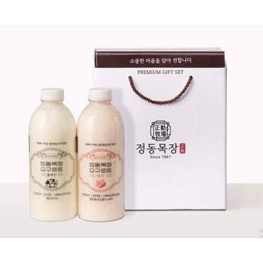 정성 요구르트 플레인1000ml *1개/ 딸기1000ml *1개 정동목장 선물세트2호