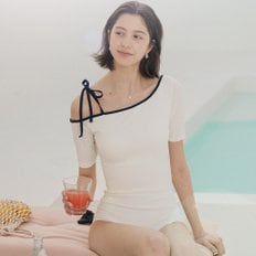 Strap off shoulder swimwear_White