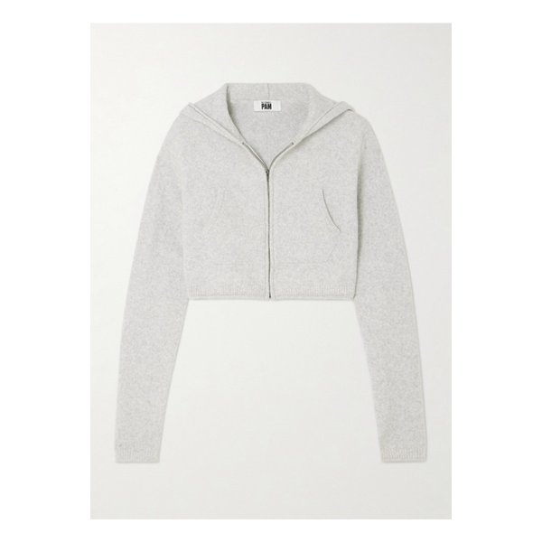 넷 서스테인  파멜라 앤더슨 크롭 브러시드  코튼 혼방 후디 그레이 1647597332167876