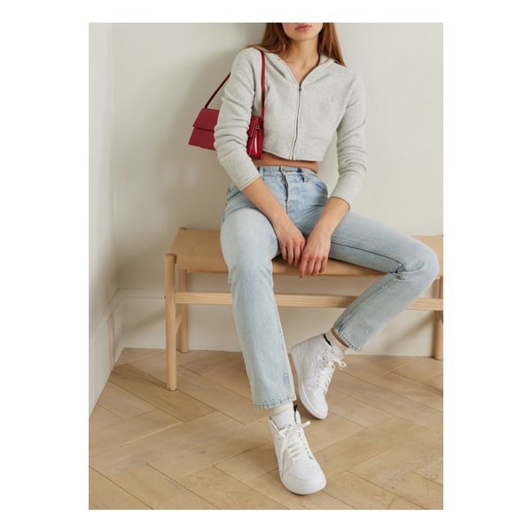 넷 서스테인  파멜라 앤더슨 크롭 브러시드  코튼 혼방 후디 그레이 1647597332167876