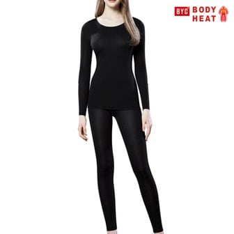BYC 보디히트 뉴베이직 여성 상하세트 블랙 겨울 발열 내복 S7149