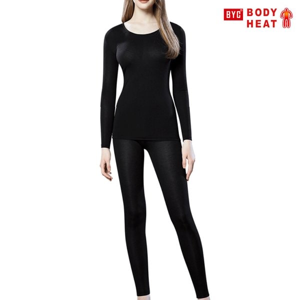 보디히트 뉴베이직 여성 상하세트 블랙 겨울 발열 내복 S7149