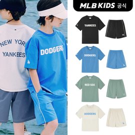 MLB키즈 (공식)24SS 아웃도어 우븐 반팔티셔츠 세트 (4color) 7AS1CP143