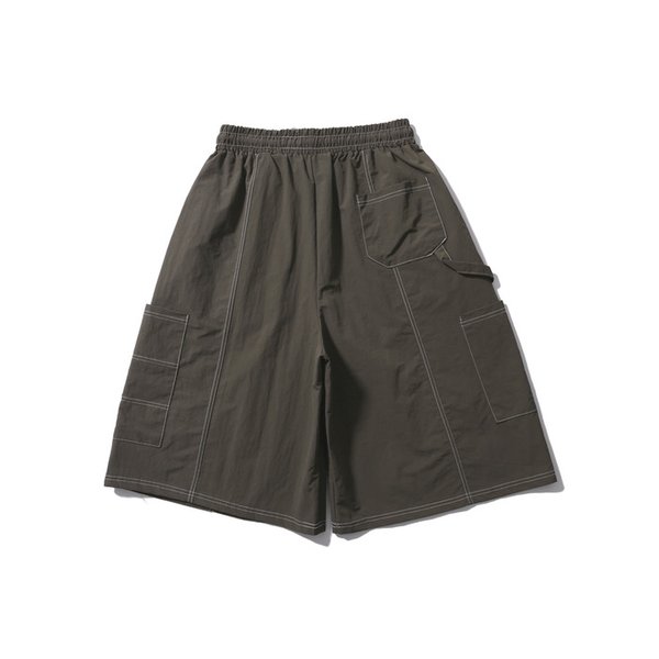 카펜터 스티치 카프리 팬츠 브라운