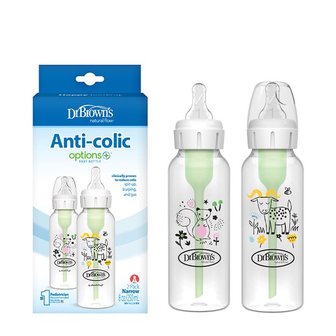 닥터브라운 내로우넥 옵션스 플러스 디자이너 PP젖병 250ml 2P(다람쥐+염소)