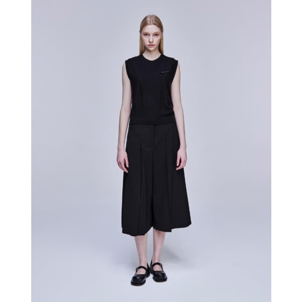 [파주점] [송지오우먼]송지오 와이드 폴드 크롭 팬츠 블랙 WH3PT310BK