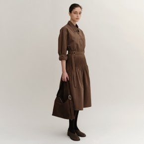 SS24 Pintuck Full Skirt Dark-Cacao