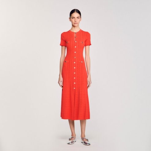 산드로 [25SS 시즌오프 30%] 스티치 니트 맥시 드레스 SF25S3FRD8475