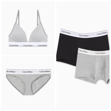 Calvin Klein Underwear (선물포장)CK모던 코튼 브라렛 세트+남성 2PK 드로즈 커플 SET(QF5650,F3787AD020/NB3985UJH)