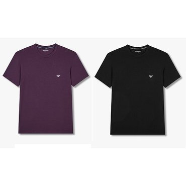 EMPORIO ARMANI 남성 이글 자수 크루넥 레이온 라운지 티셔츠 2종 SET(0814334002,0814334003)