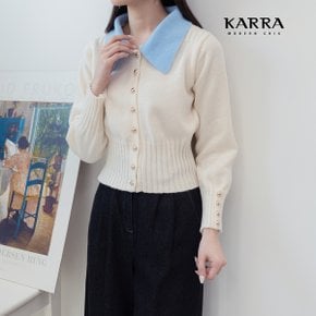 KARRA 골드버튼배색카라가디건_KB3SCD010Q