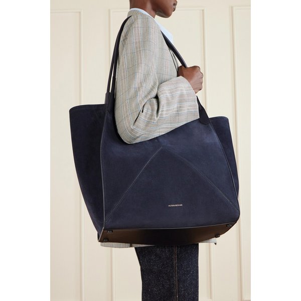 빅토리아 소프트 가죽 트리밍 패널 스웨이드 토트백 46376663162972689
