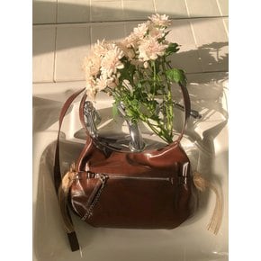 Belted ribbon bag_chocolate brown