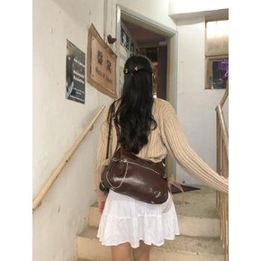 Belted ribbon bag_chocolate brown