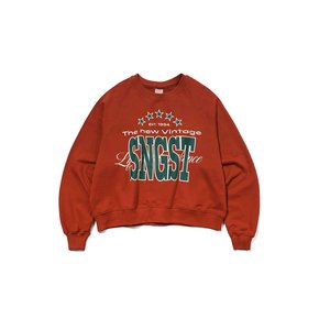 SNGST Vintage Graphic Loose Fit Raglan Sweatshirts [Brick]