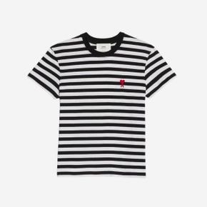 스몰 하트 로고 스트라이프 티셔츠 블랙 화이트 아미 de Coeur Striped T-Shirt Black Whit