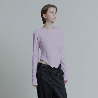 뮤제 GAUDI Neck Point Embroidered Unbalance Hem Top_Lavender