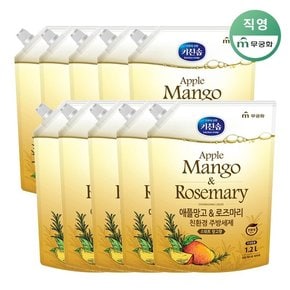 [키친솝] 애플망고앤로즈마리 친환경 주방세제 1.2L x 10개