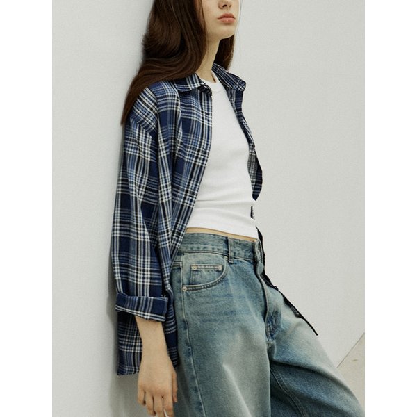 Over check shirt - Blue