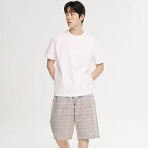 베이지 M.체크 7부 순면 남성 잠옷 파자마 바지_P394371723