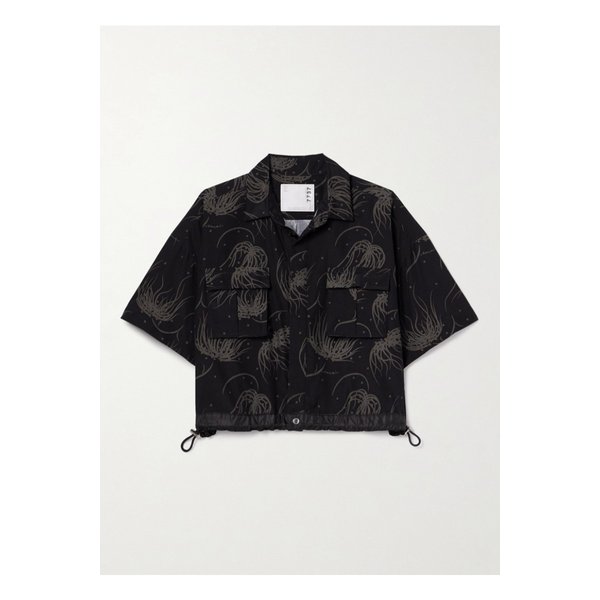 크롭 셸 트리밍 프린트 포플린 셔츠 블랙 1647597350169335