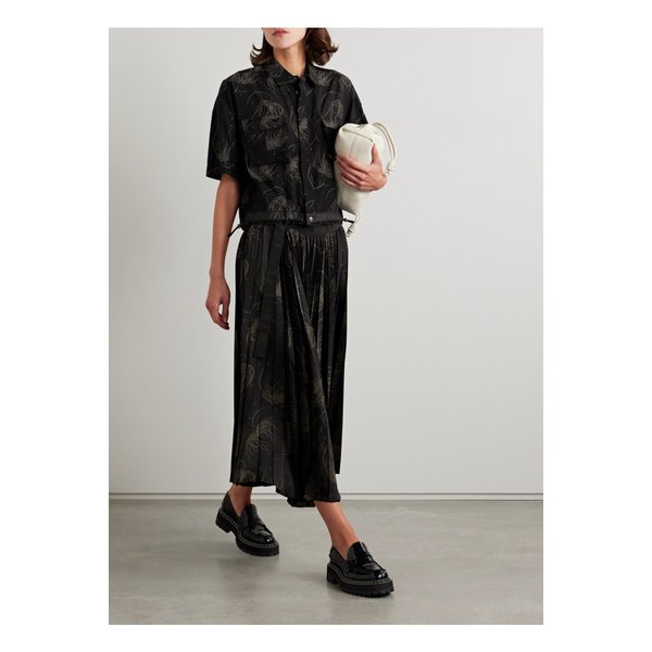 크롭 셸 트리밍 프린트 포플린 셔츠 블랙 1647597350169335