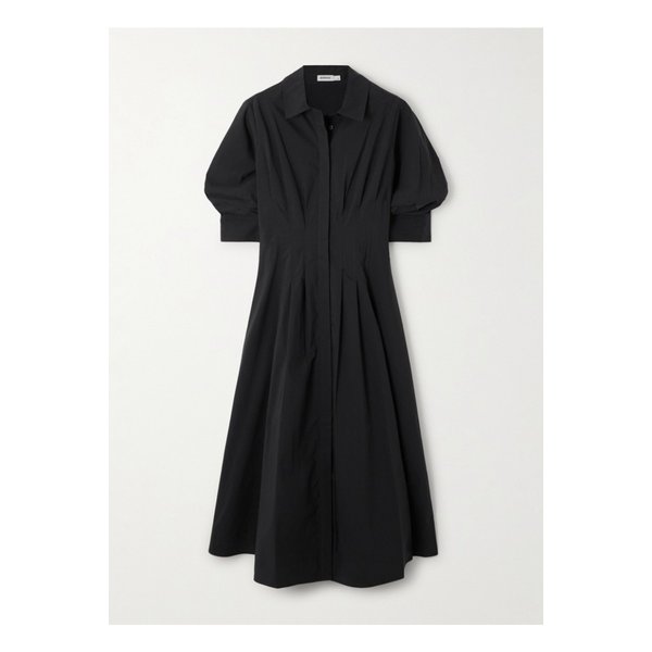 심카이 재즈 플리츠 코튼 혼방 포플린 미디 셔츠 드레스 화이트 46376663162844346