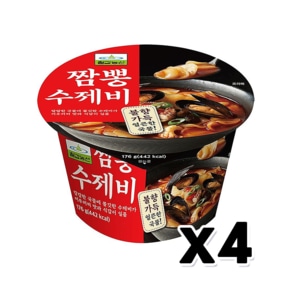 칠갑농산 짬뽕수제비 불향가득 용기컵 176g x 4개