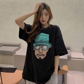 여성 반팔 티셔츠 오버핏 프린팅 박시티 t-07-e (12392592)