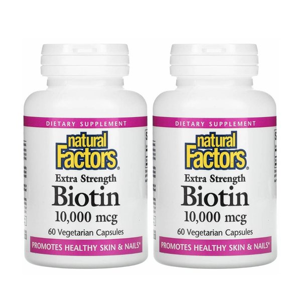 네츄럴팩터 엑스트라 스트렝스 비오틴 10000MCG 60 베지 캡슐 2개