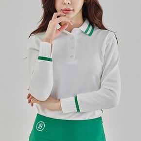 여성골프웨어 손목트임 라인배색 피케카라티 골프티셔츠