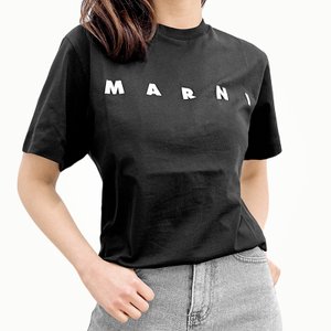 마르니 (내일도착)(선물포장)(전사이즈)24시즌 마르니 로고 반팔 티셔츠 블랙 M002MV