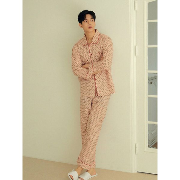 남성 벤티 고밀도 코튼상하(긴소매카라넥)