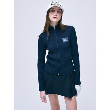 Mardi Mercredi Actif ZIP-UP KNIT JUMPER SQUARE LOGO WAPPEN_NAVY IVORY