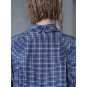 Crop Shirts Blouse  Navy Check (KE6360M03R)