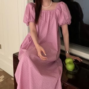 디작소 여성 바캉스룩 패턴 핑크 오프숄더 투웨이 원피스