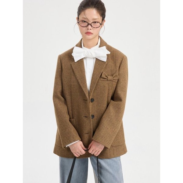 Check Ribbon Embroidery Single Jacket (beige) LFJAS26100BEX