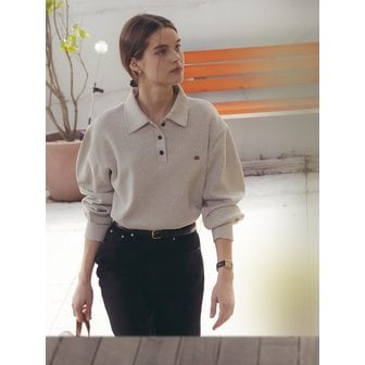 틸아이다이 Volume sleeve collar pique t-shirt_Oatmeal