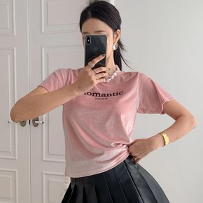 로맨틱 벨벳 라운드 반팔 티셔츠