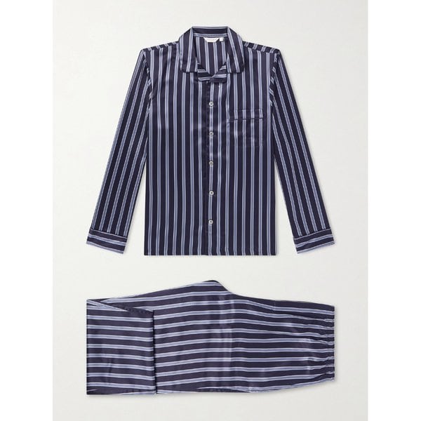 데렉 로즈 브린디시 스트라이프 실크 새틴 파자마 세트 46376663162965342